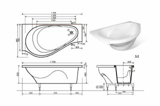 Ванна из литьевого мрамора Эстет Gracia silk ФР-00014529 Л 170x94см белый матовый